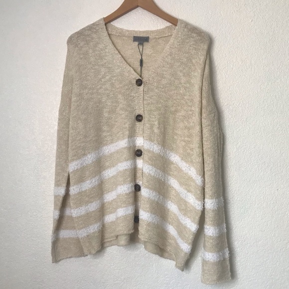 Joseph A striped Button Cardigan Sweater - Picture 6 of 7